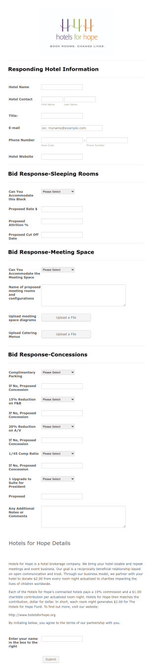Hotel Response Form Template