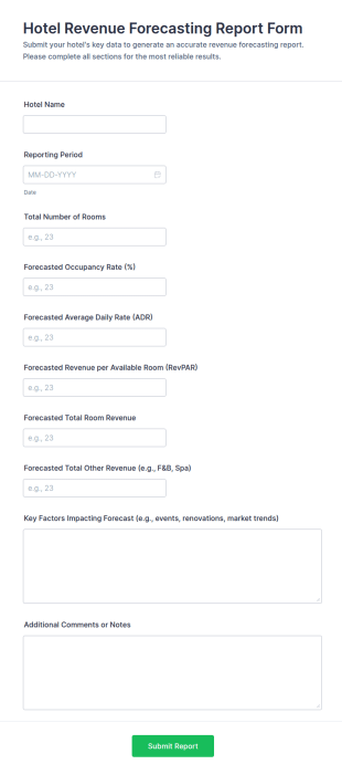 Hotel Revenue Forecasting Report Form Template