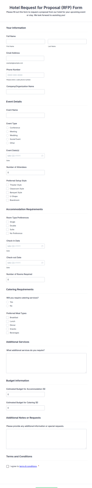 Hotel RFP Form Template