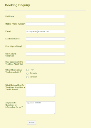 Hotel Room Booking Form Template