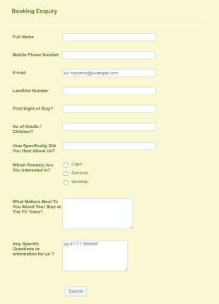 Hotel Room Booking Form Template