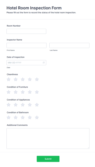 Hotel Room Inspection Form Template