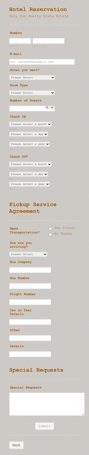 Hotel Room Reservation Form Template