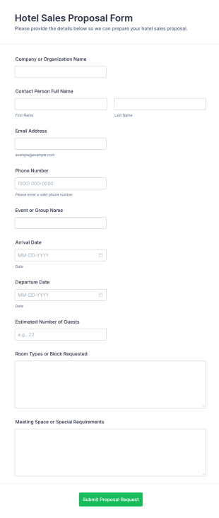 Hotel Sales Proposal Form Template