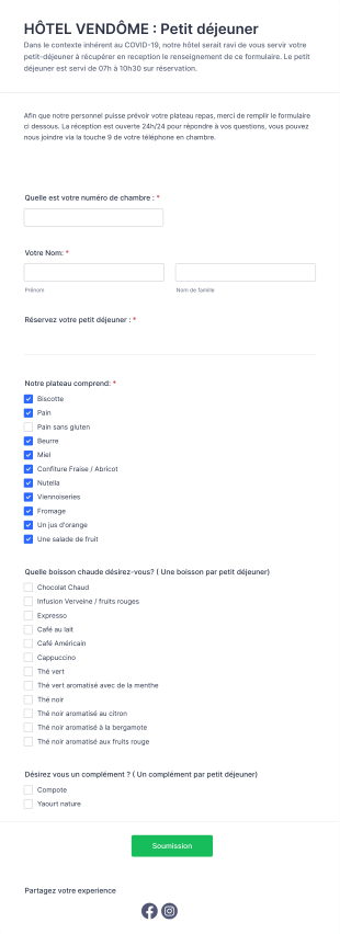 HÔTEL VENDÔME : Petit Déjeuner