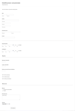 Hotellihuoneen Varauslomake Form Template