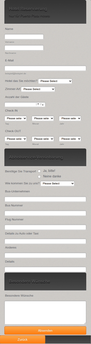 Hotelzimmer Reservierungsformular