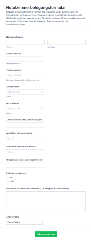 Hotelzimmerbelegungsformular