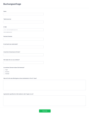 Hotelzimmerbuchung Form Template
