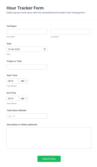 Hour Tracker Form Template