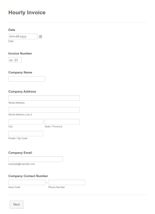 Hourly Invoice Form Template