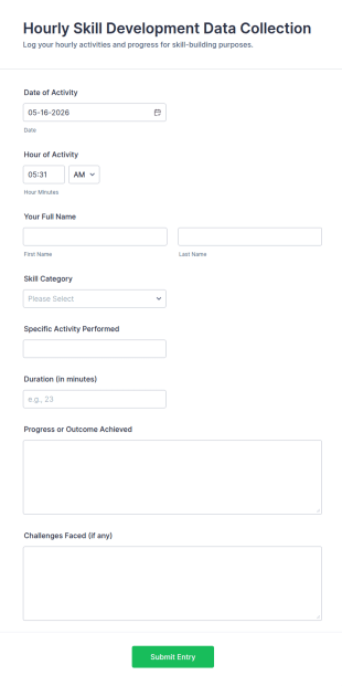 Hourly Skill Development Data Collection Form Template