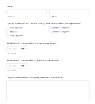 House Call Service Survey Form Template