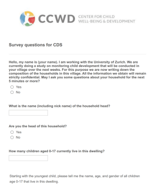 Household Survey For Child Development Form Template