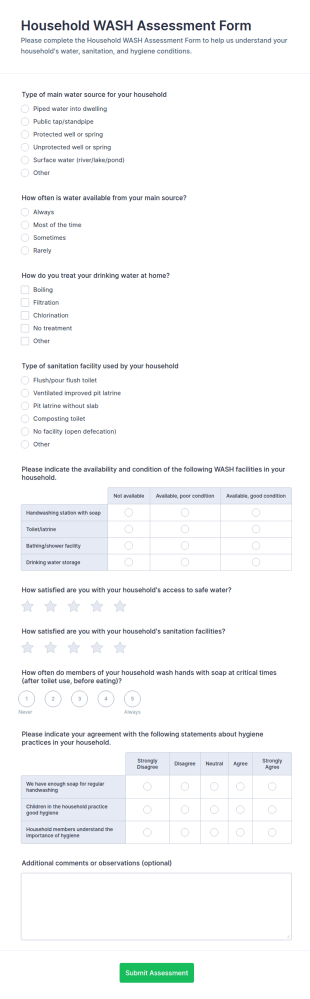 Household WASH Assessment Form Template