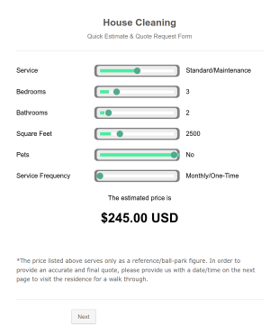 Housekeeping Quick Estimate Template Form Template