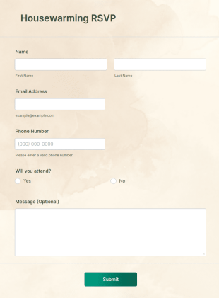 Housewarming RSVP Form Template