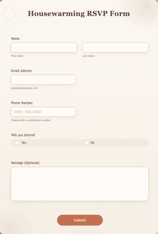 Housewarming RSVP Form Template