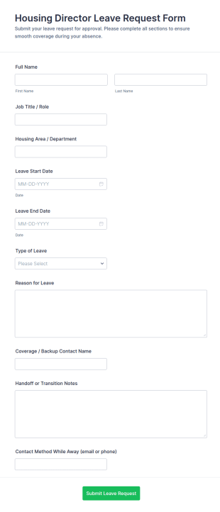 Housing Director Leave Request Form Template