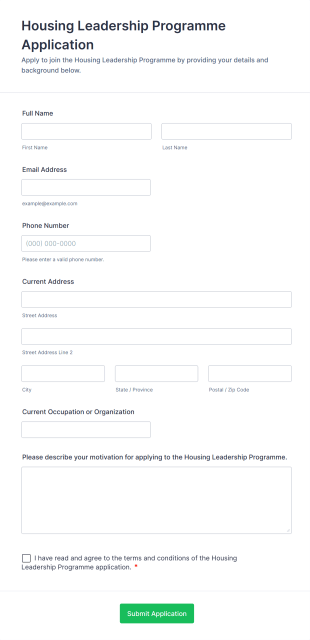 Housing Leadership Programme Application Form Template