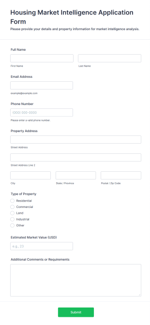Housing Market Intelligence Application Form Template
