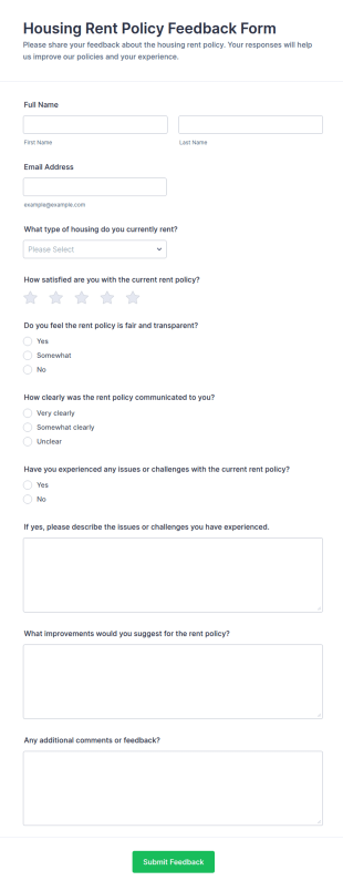 Housing Rent Policy Feedback Form Template