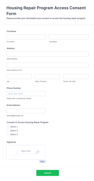 Housing Repair Program Access Consent Form Template