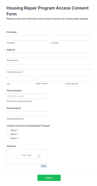 Housing Repair Program Access Consent Form Template