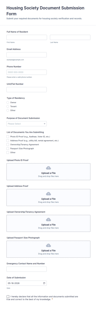 Housing Society Document Submission Form Template
