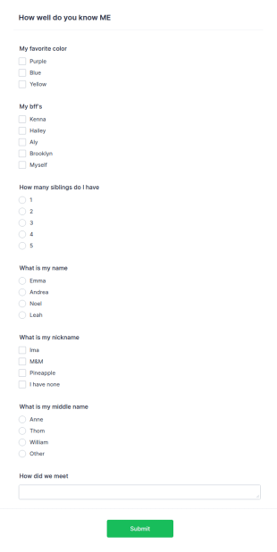 How Well Do You Know Me Survey Template