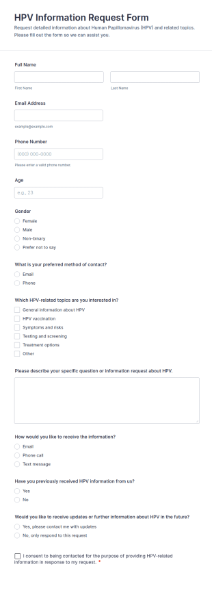 HPV Information Request Form Template