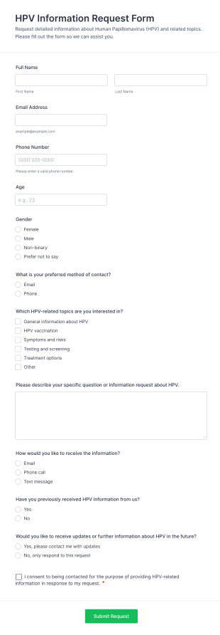 HPV Information Request Form Template