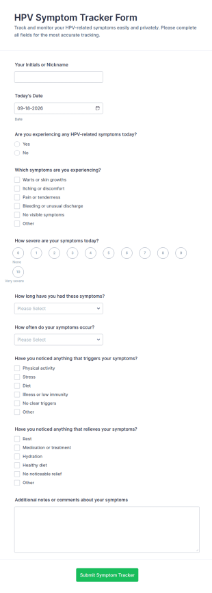 HPV Symptom Tracker Form Template