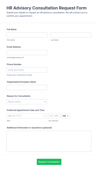 HR Advisory Consultation Request Form Template
