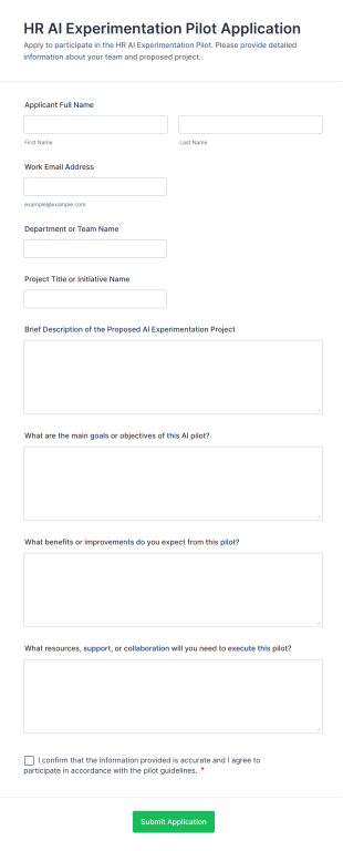 HR AI Experimentation Pilot Application Form Template