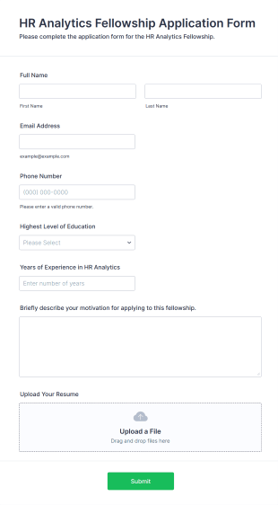 HR Analytics Fellowship Application Form Form Template