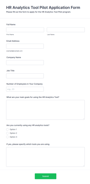 HR Analytics Tool Pilot Application Form Form Template