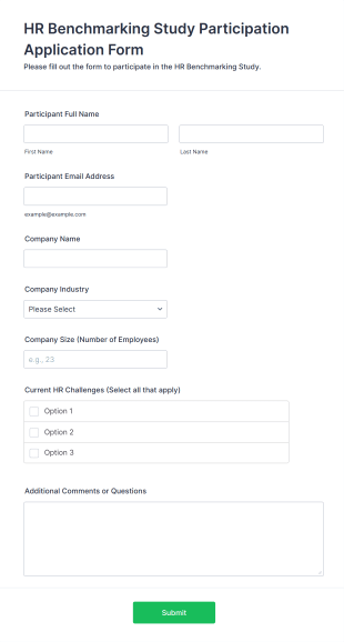 HR Benchmarking Study Participation Application Form Template