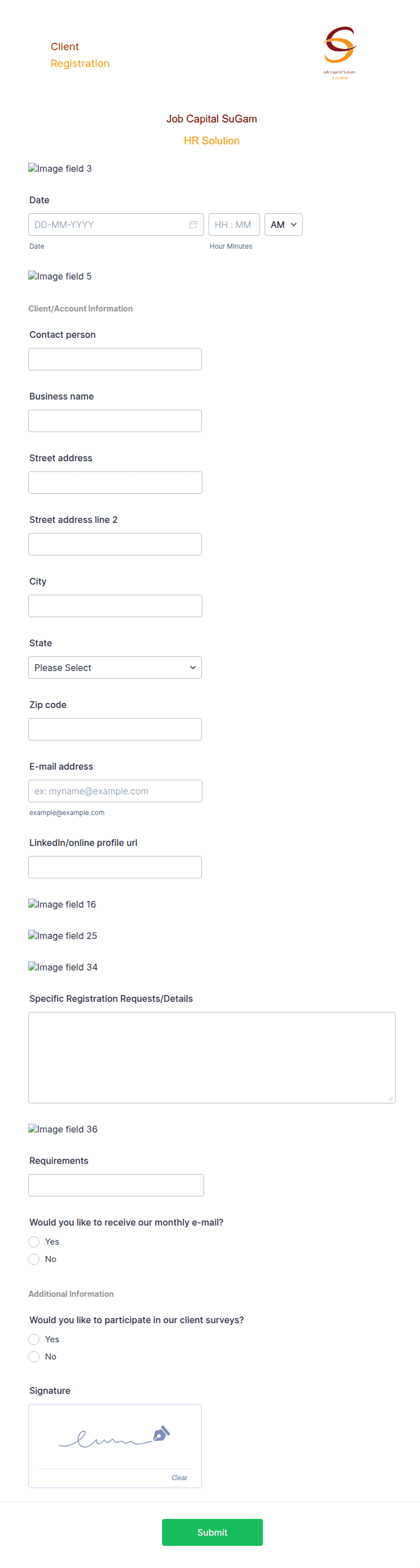 HR Client Registration Form Template | Jotform