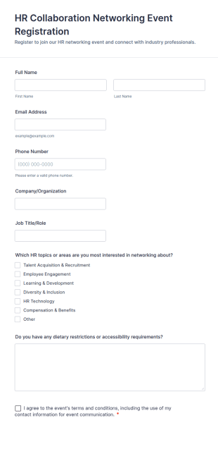 HR Collaboration Networking Event Registration Form Template