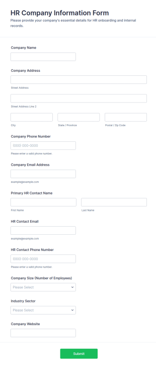 HR Company Information Form Template