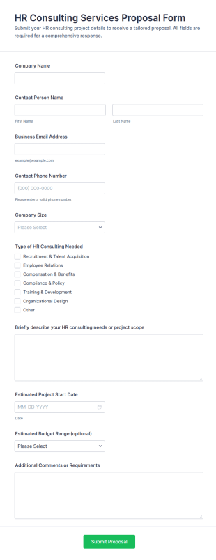 HR Consulting Services Proposal Form Template