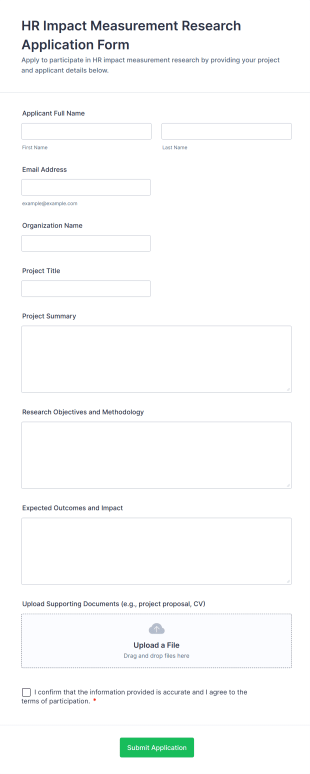 HR Impact Measurement Research Application Form Form Template
