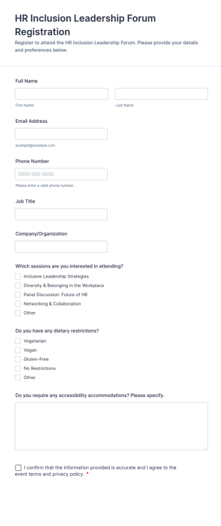 HR Inclusion Leadership Forum Registration Form Template