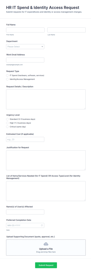 HR IT Spend & Identity Access Request Form Template