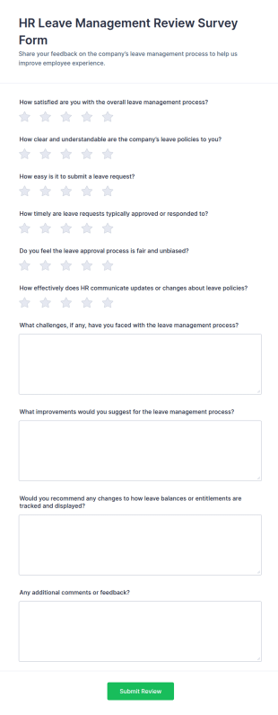 HR Leave Management Review Survey Form Template