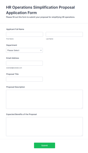 HR Operations Simplification Proposal Application Form Form Template
