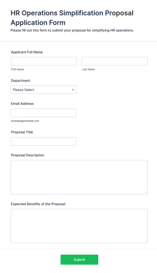 HR Operations Simplification Proposal Application Form Template