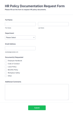 HR Policy Documentation Request Form Template