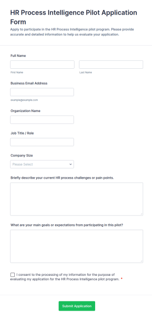 HR Process Intelligence Pilot Application Form Template